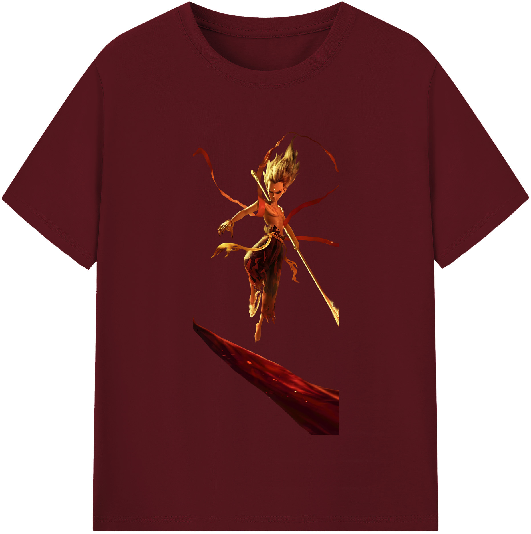 （画像用） Ne Zha 2 ナタ 魔童の大暴れ 綿100％半袖Tシャツ（フロントプリント）